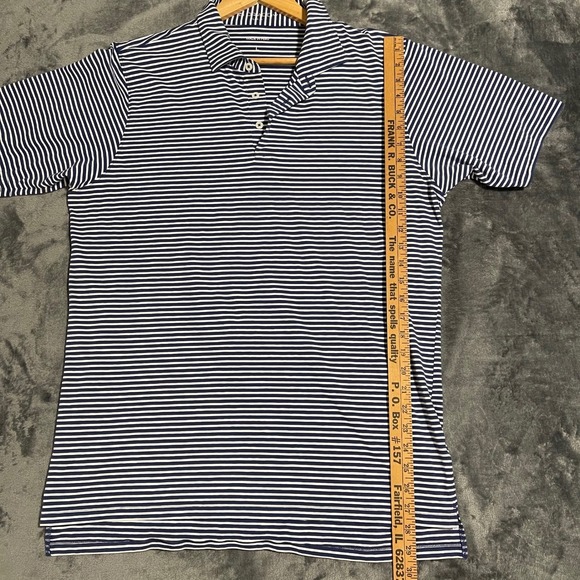B. Draddy Men's L Striped‎ Golf Polo Shirt Short Sleeve Performance Casual Navy - Picture 8 of 10